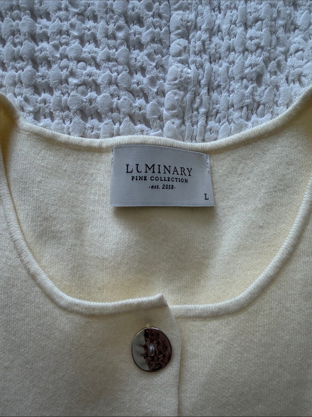 Luminary Cream Knit Button-Front Shell & Pant Set - Picture 2 of 12